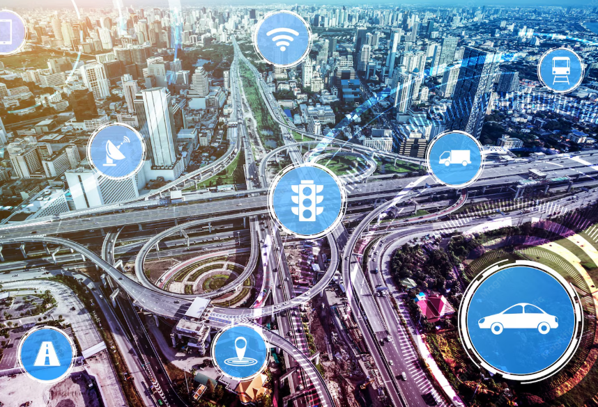 Urban mobility network visualization with interface icons