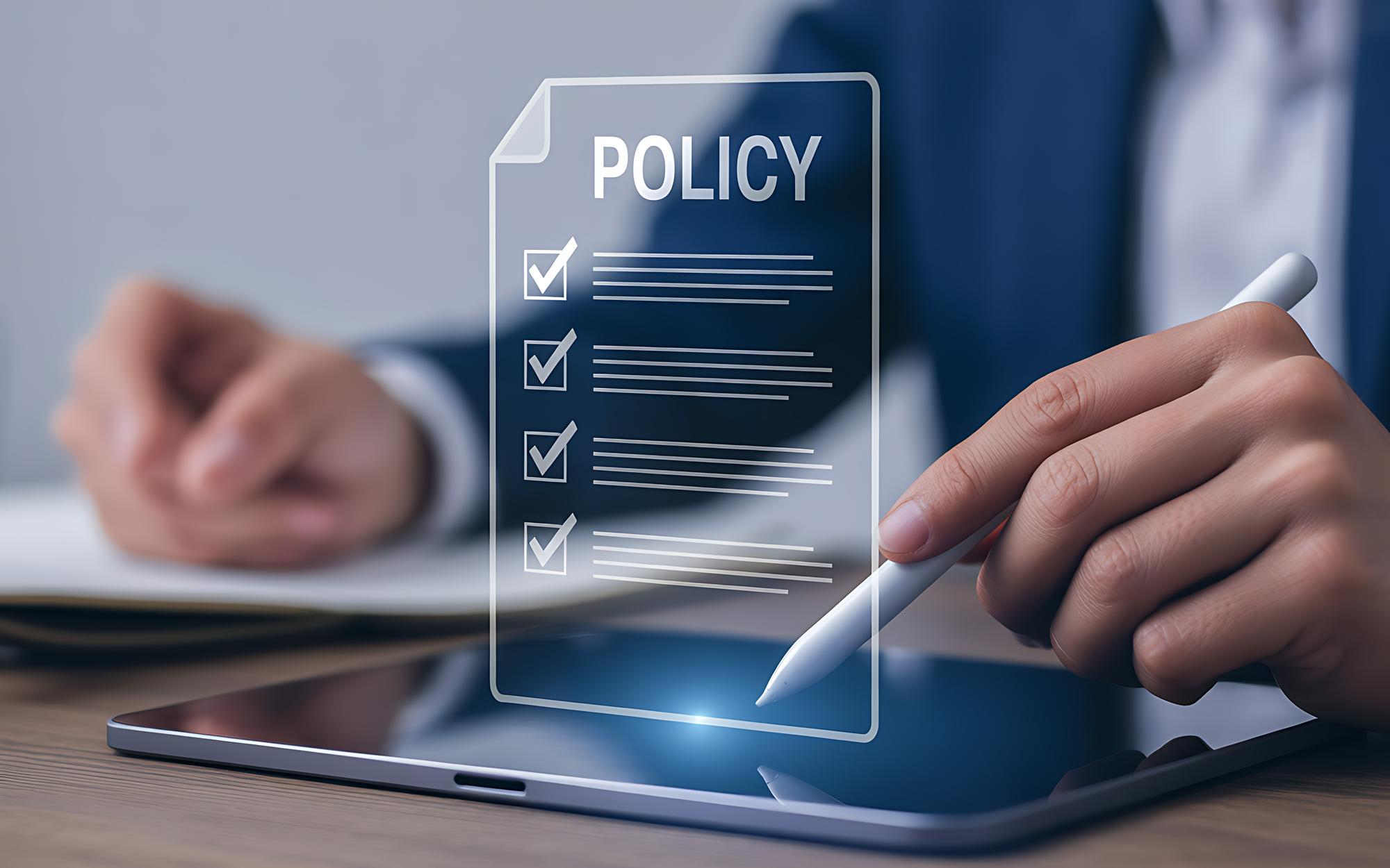 Government representative interacting with public policy digital framework
